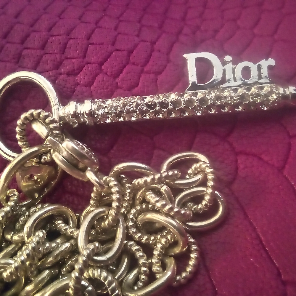 Christian DIOR Silver Key Pendant As Is Needs Rhinestone s Key Only